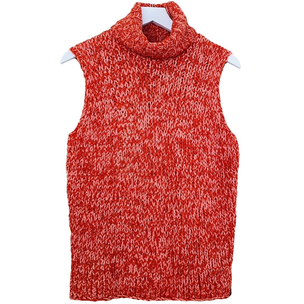 Calvin Klein Y2K Vintage Colorful Pink & Orange Crochet Turtleneck Tank Blouse